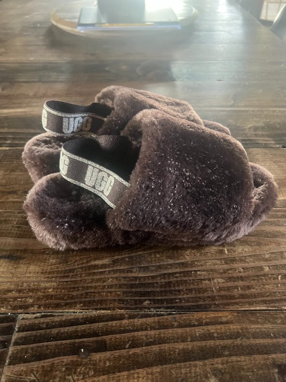 UGG Fluff Yeah Metallic Sparkle Slide